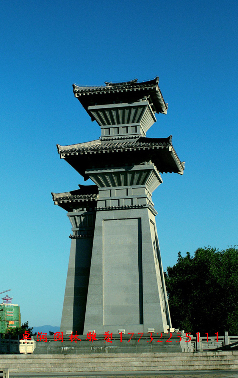 汉阙仿古汉石阙石亭牌楼牌坊 石塔乡村庄头石雕石阙景区大门定制