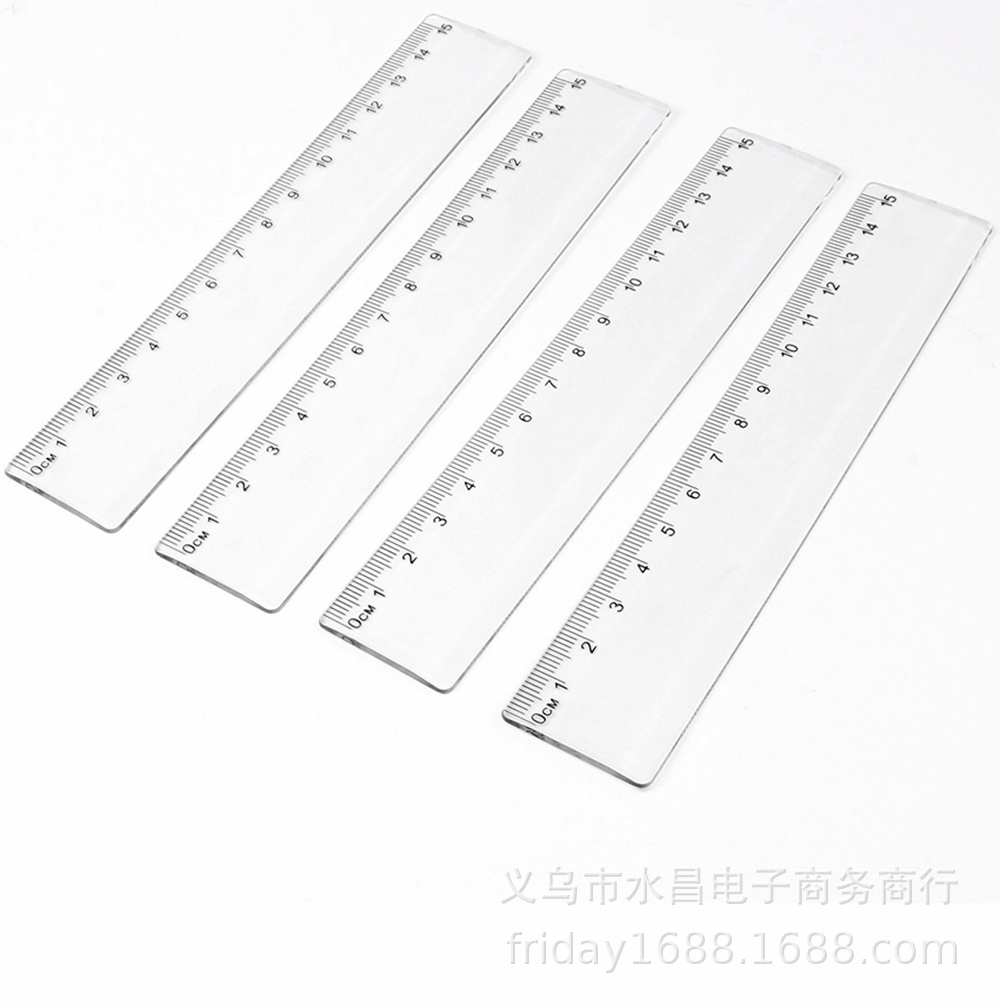 广告尺15cm单刻度无英寸塑料直尺型号学生尺子透明学生测量