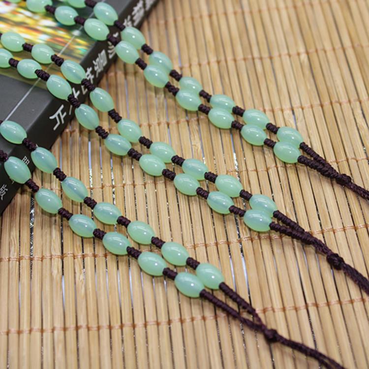 男女通用民族风玻璃珠打结项链绳绿玉米珠金刚结挂绳厂家直销