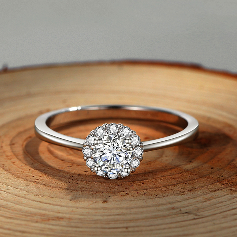 JZ358小红书同款蕾丝设计订婚钻戒戒指50分小钻女款花苞食指戒子