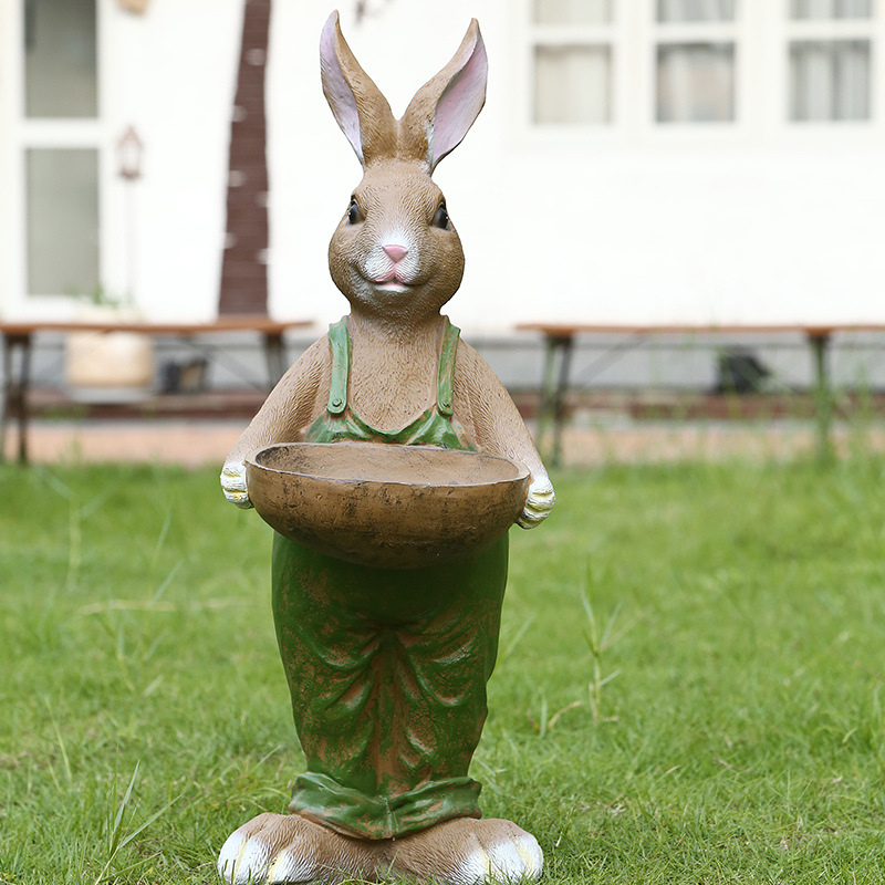 卡通兔子摆件 树脂工艺品庭院盆栽园林工艺品创意公园艺术品装饰