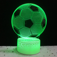 裂纹足球小夜灯外销led创意3d亚克力可装电池七彩触摸遥控台灯