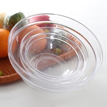亚克力沙拉碗商用塑料防摔圆形洗手盅PC蔬菜水果盘糖水碗透明胶碗