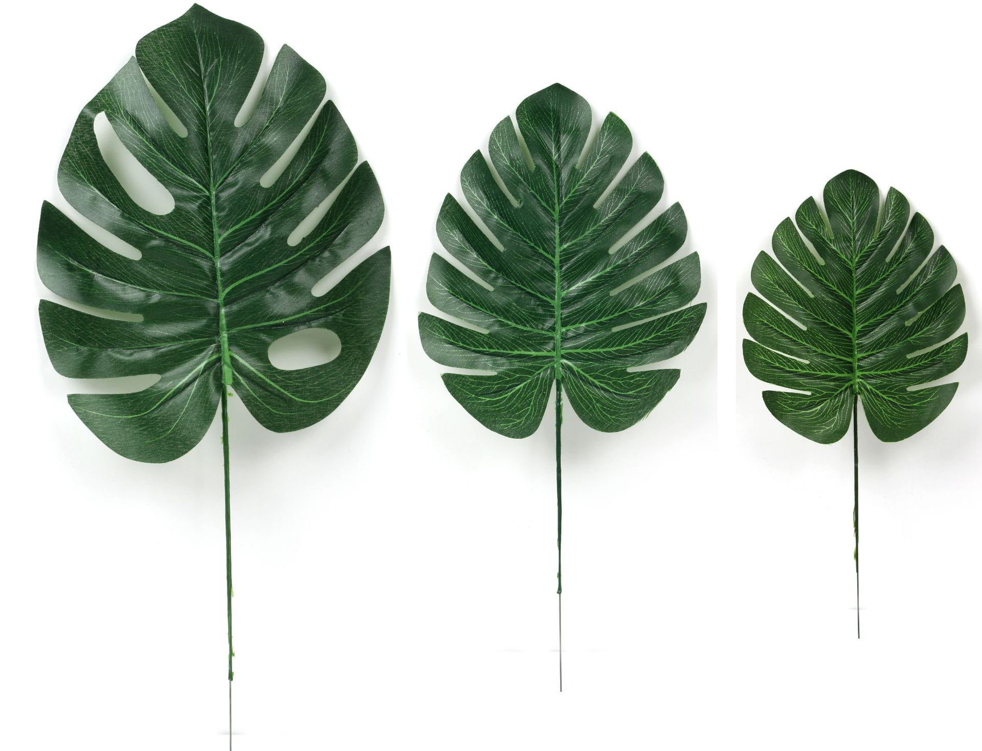 亚马逊爆款带杆龟背叶夏威夷派对装饰龟背叶金色银色龟背叶散尾葵