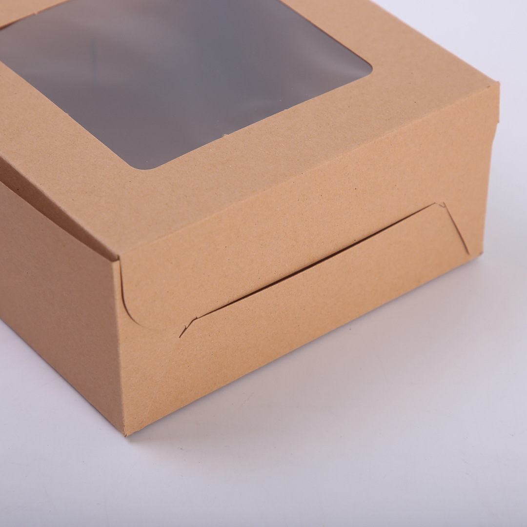 厂家批发烘培牛皮纸包装纸盒方形翻盖蛋糕纸盒西点包装盒定制