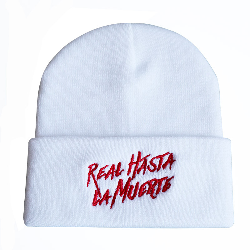 European and American Trend Real Hasta La Muerte Letter Embroidery Knitted Hat Woolen Cap Hip Hop Pullover Hat