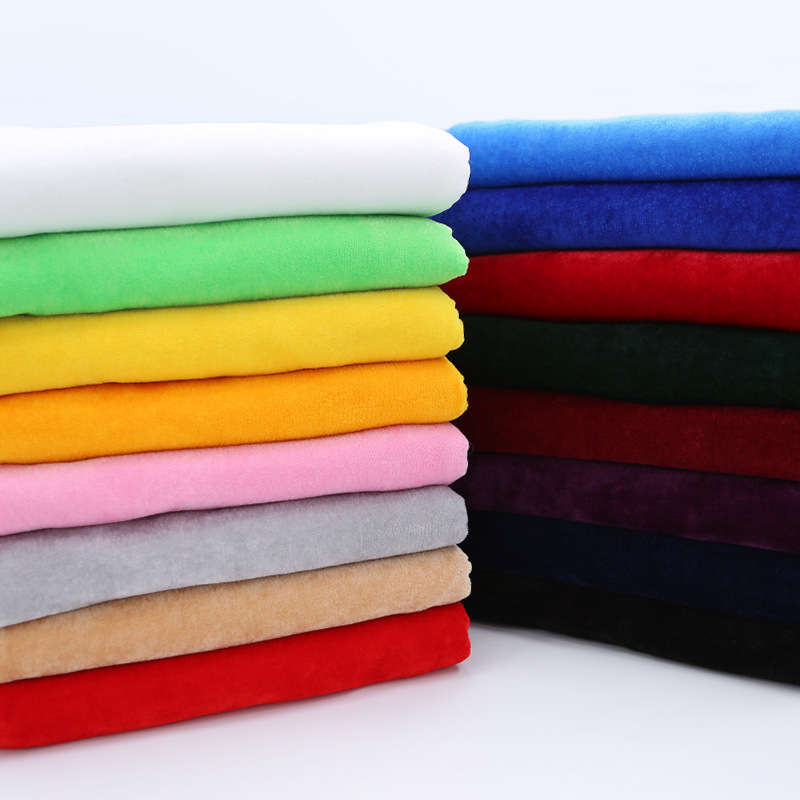 金丝绒布料加厚布头地摊面料黑色红色绒布窗帘背景清仓布纯色化纤