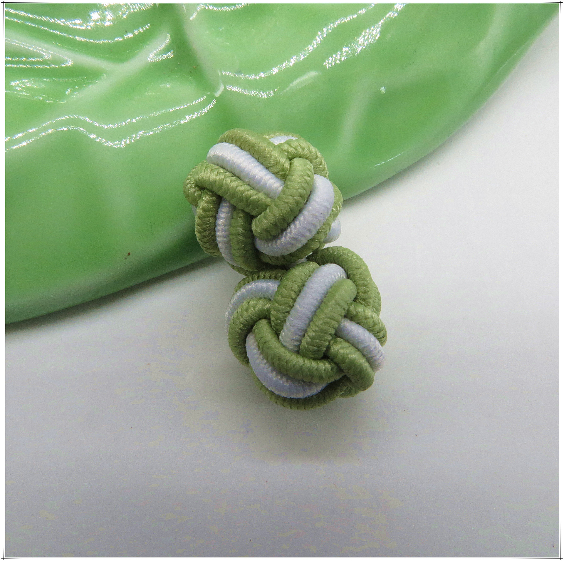 纯手工袖扣橡皮筋盘扣传统中国结编织绳扣波子两色双球松紧扣