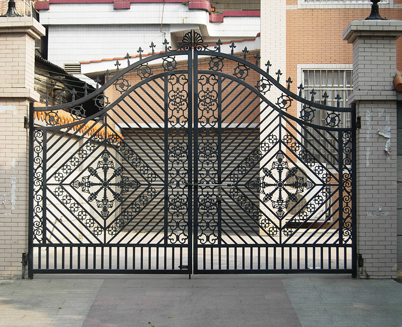 车库欧式铁艺大门 花园别墅庭院双开门 入户铸铁大门 佛山厂定做
