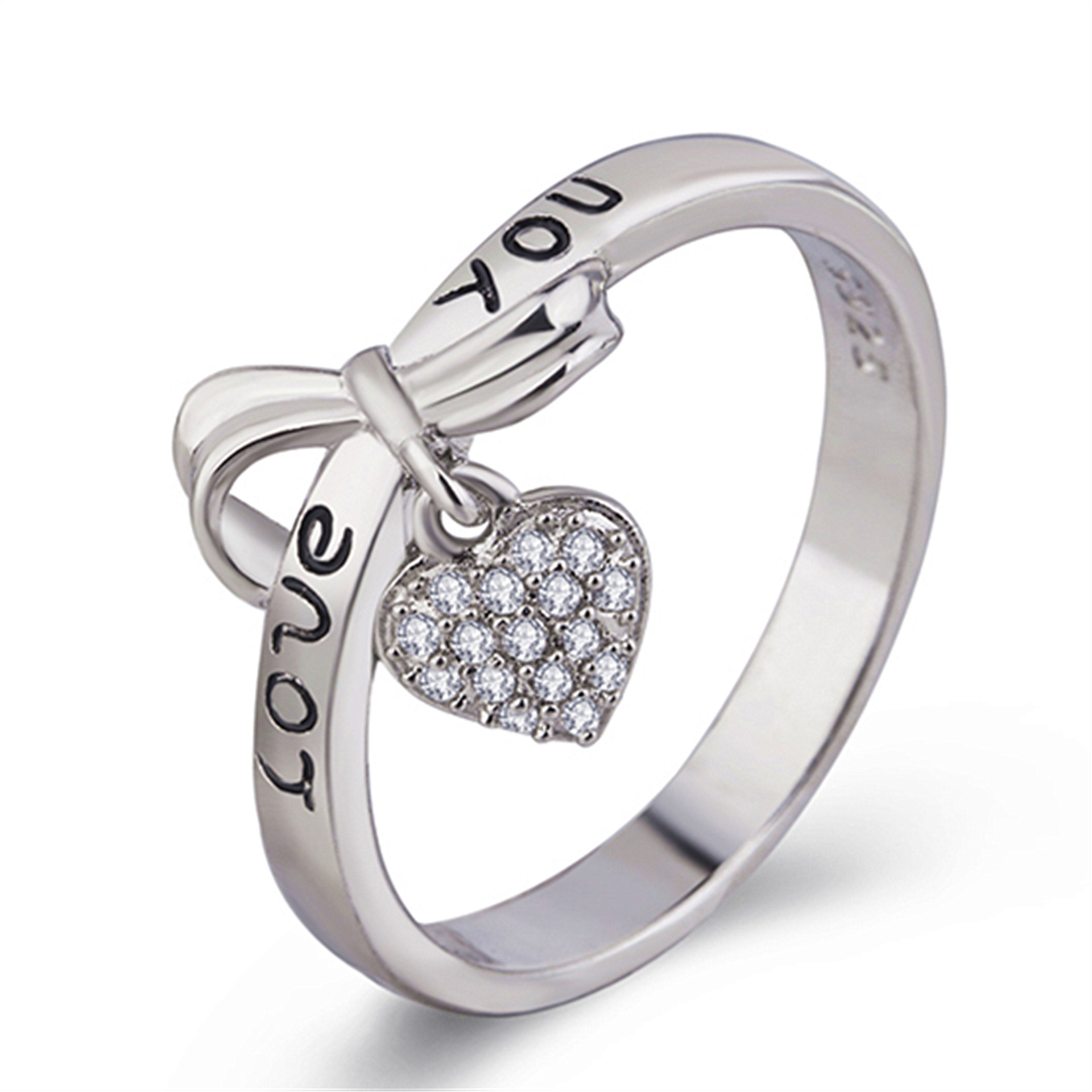 wish热卖爱心戒指 心形戒指 情侣饰品批发爱情情侣饰品 镶锆指环