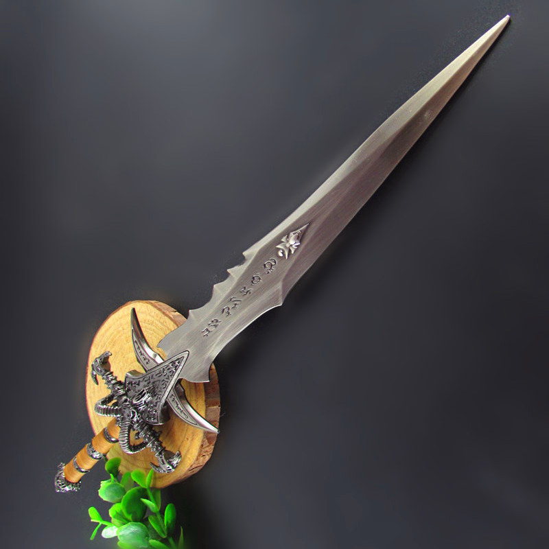 魔兽世界游戏周边 wow巫妖王霜之哀伤龙骨剑27cm全金属刀剑模型