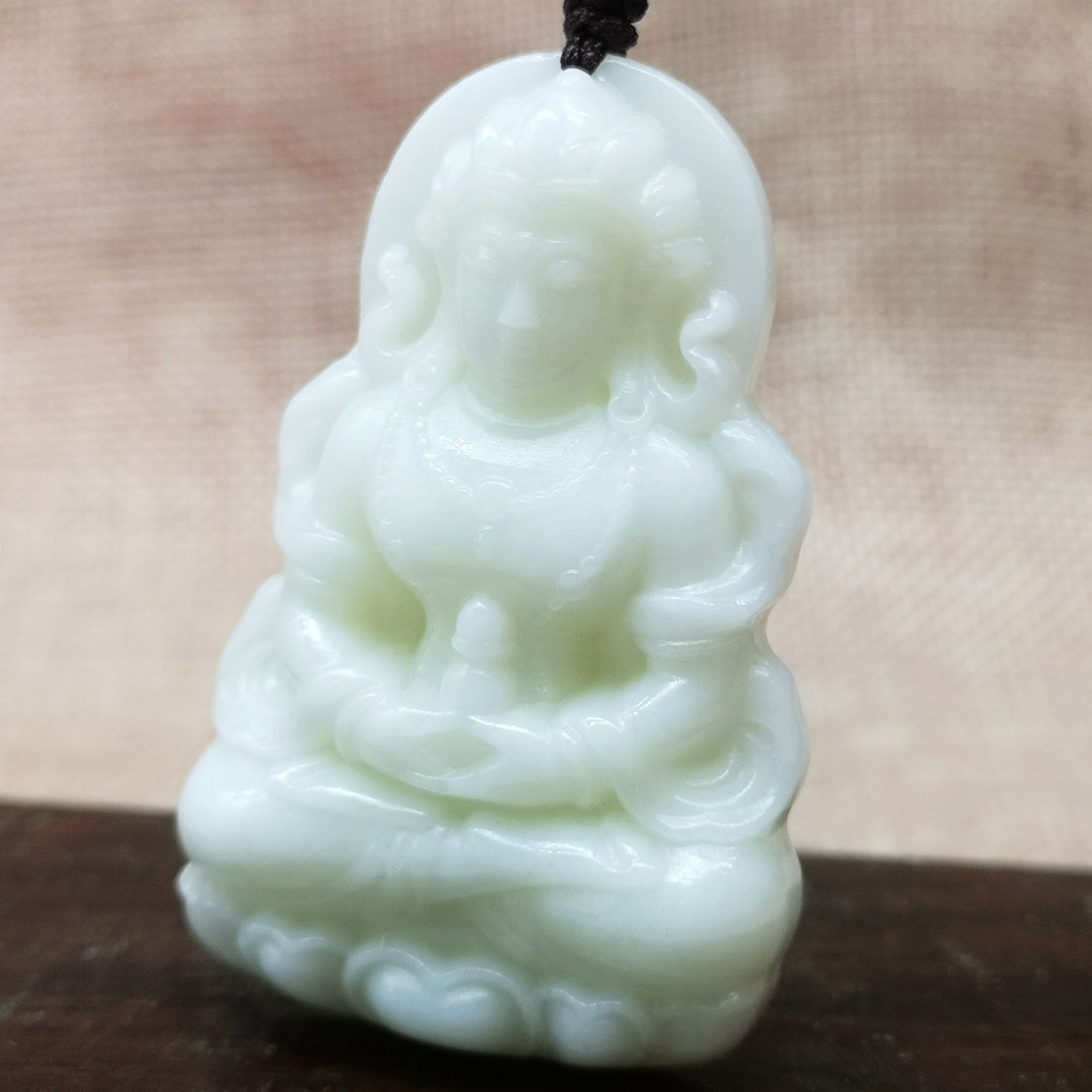 西安蓝田玉度母观音菩萨白玉挂件象牙白玉石观音吊坠厂家批发