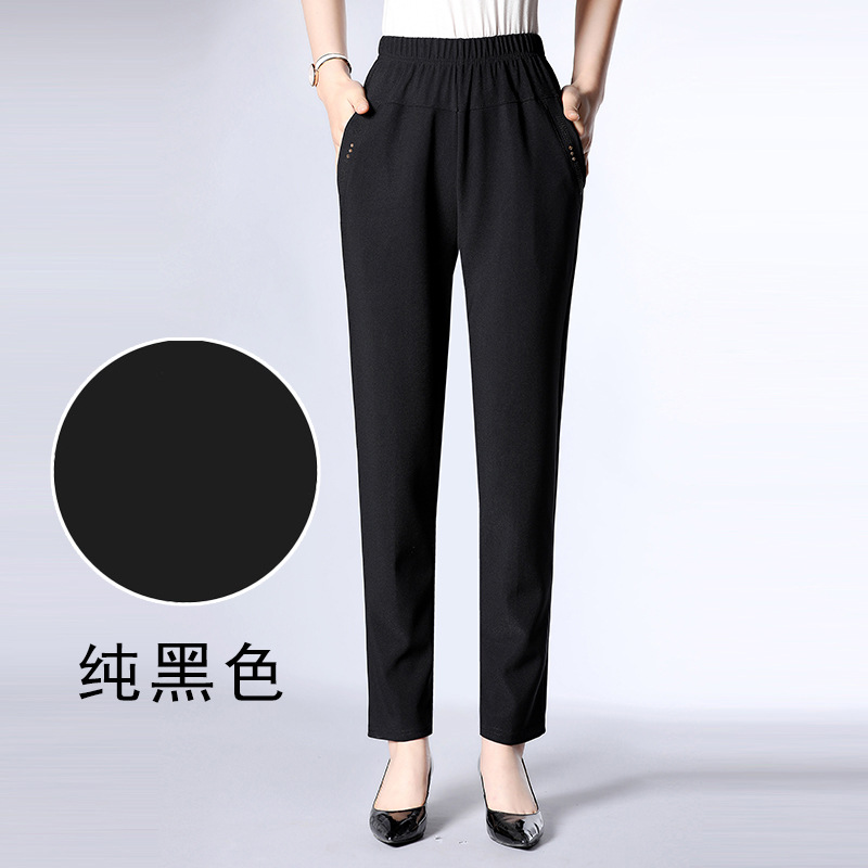 One Piece Dropshipping Spring Trousers Middle-Aged and Elderly Women's Pants Elastic High Waist Loose Grandma's Pants Spring and Autumn