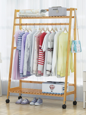 衣架落地卧室挂衣架简易衣架简约现代落地挂衣架子衣帽架落地实木