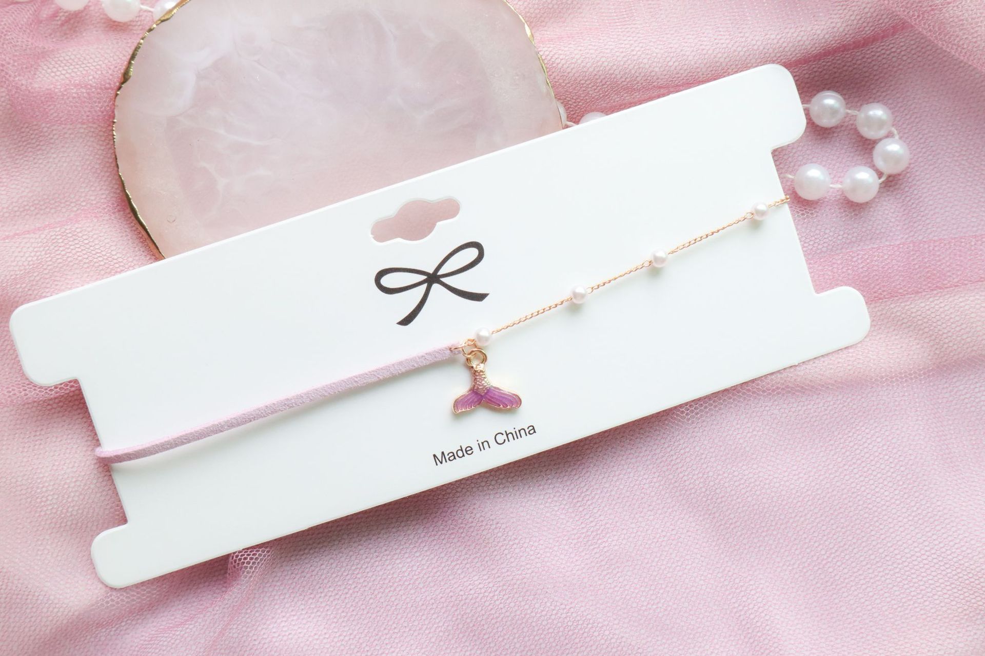 新款日韩饰品少女紫色人鱼姬尾巴吊坠颈链choker项圈锁骨链项链女