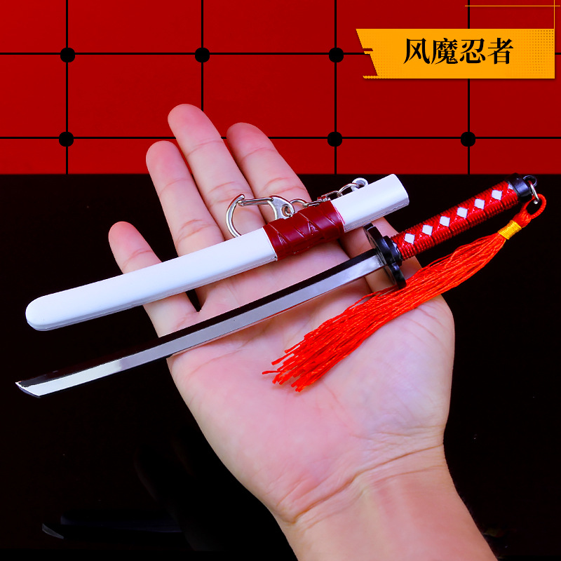 王牌战士游戏周边 风魔忍者风间小铁刀合金模型19cm 带刀鞘