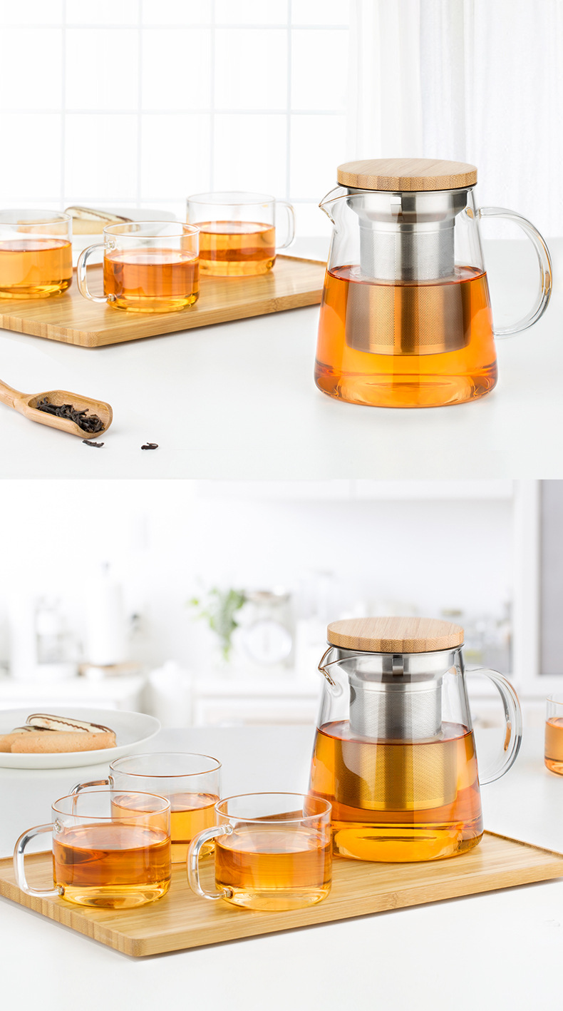 尚明s506 耐热玻璃茶壶加厚玻璃泡茶壶不锈钢内胆过滤茶壶花茶壶