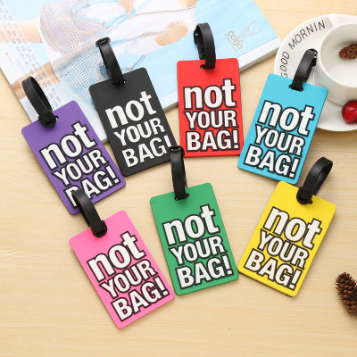 In Stock Factory Hot Selling English Letters PVC Soft Rubber Baggage Tag Fashion Boarding Tag Luggage Listing