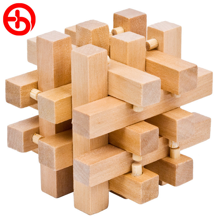 d本色十八罗汉成人益智儿童智力拆装孔明锁批发原色18柱01