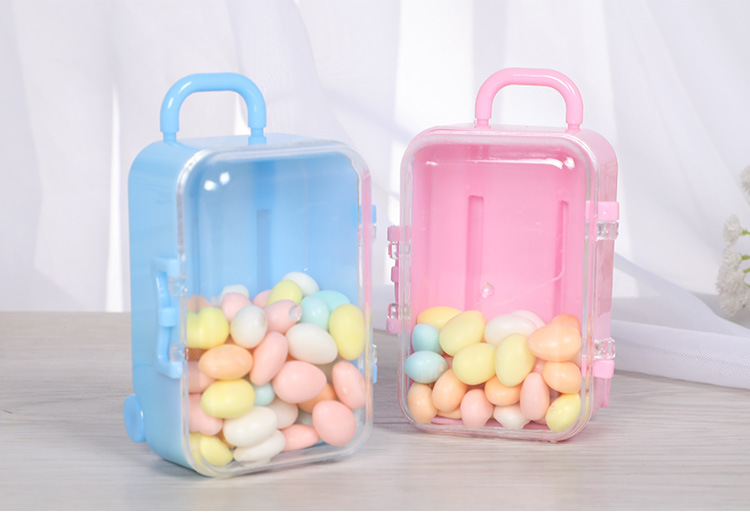 西式新款创意旅行拉杆箱形喜糖盒迷你行李箱透明糖果包装盒批发