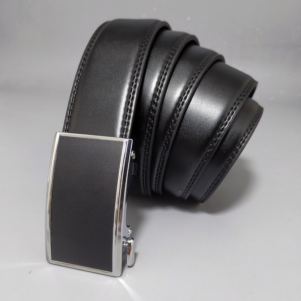 新款制式皮带男内穿式自动扣腰带青年商务简约3.5cm宽 真皮裤腰带