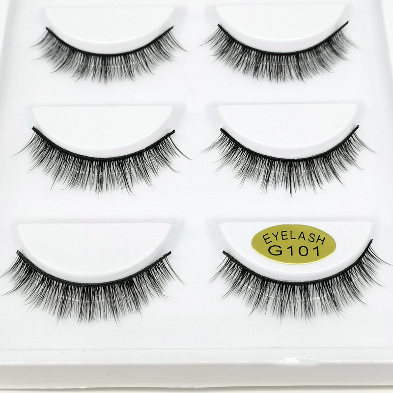 3D False Eyelashes G101 Natural Fresh Nude Makeup Short Three-Dimensional Simulation 5 Pairs Pack Eyelash Cross-Border Supply