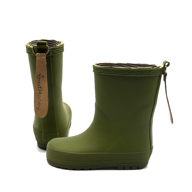 定制定做儿童雨鞋军绿色纯色儿童雨鞋雨靴