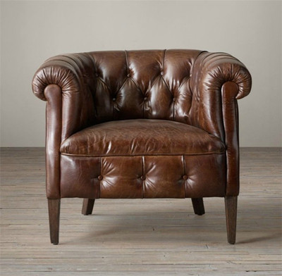 美式真皮沙发头层牛皮客厅整装欧式小奢华皮艺沙发复古单人小户型