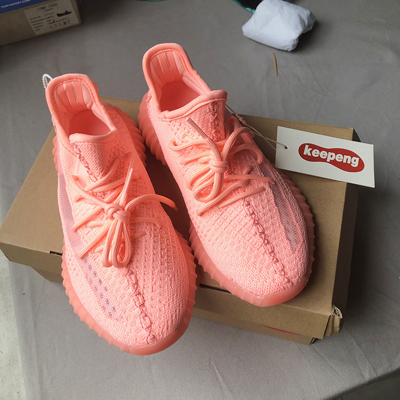粉色椰子鞋350v2女满天星真爆女鞋欧洲限定2019新款运动跑步鞋子