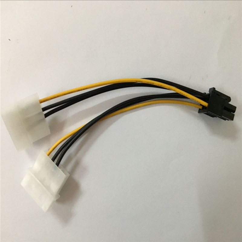 厂家供应 4pin转6pin 显卡电源线pci-e显卡 双大4p转6p电源转接线