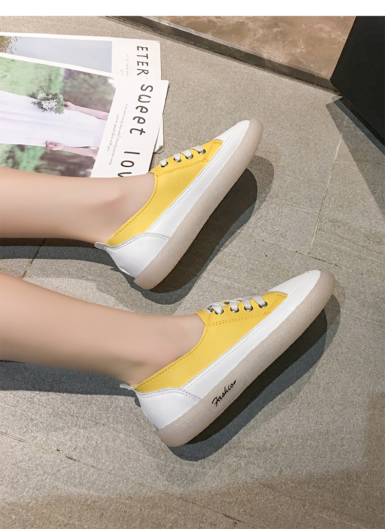 网红单鞋女2019秋季新款韩版百搭学生平底拼色系带休闲鞋街拍板鞋