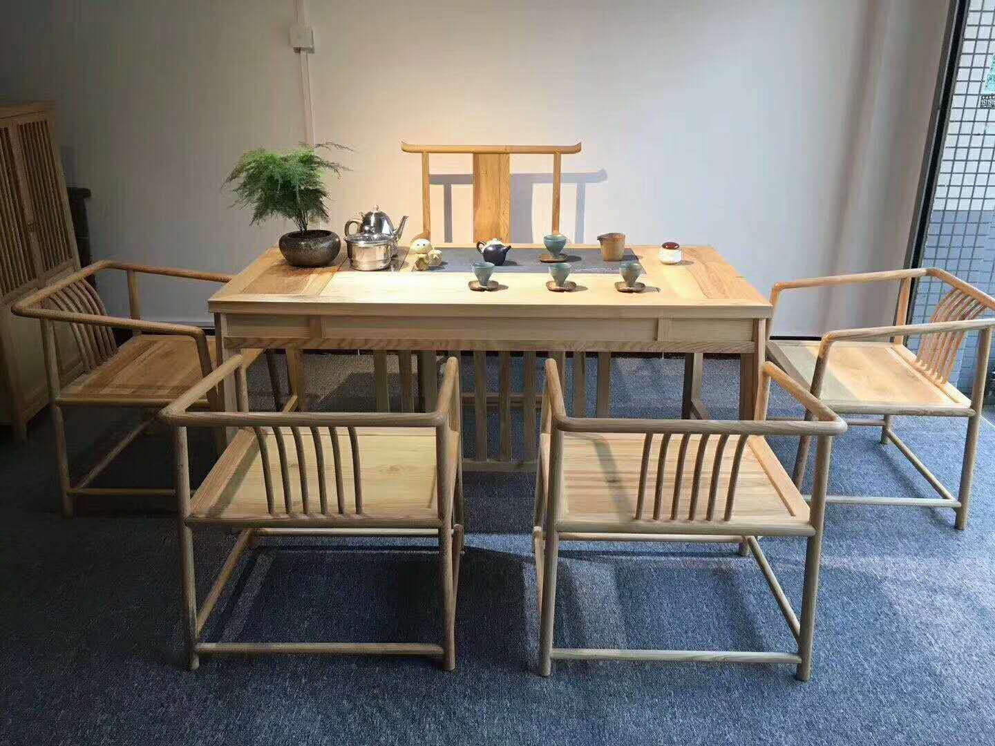 新中式家具老榆木茶台花梨色实木茶桌椅组合客厅禅意空间装饰家具