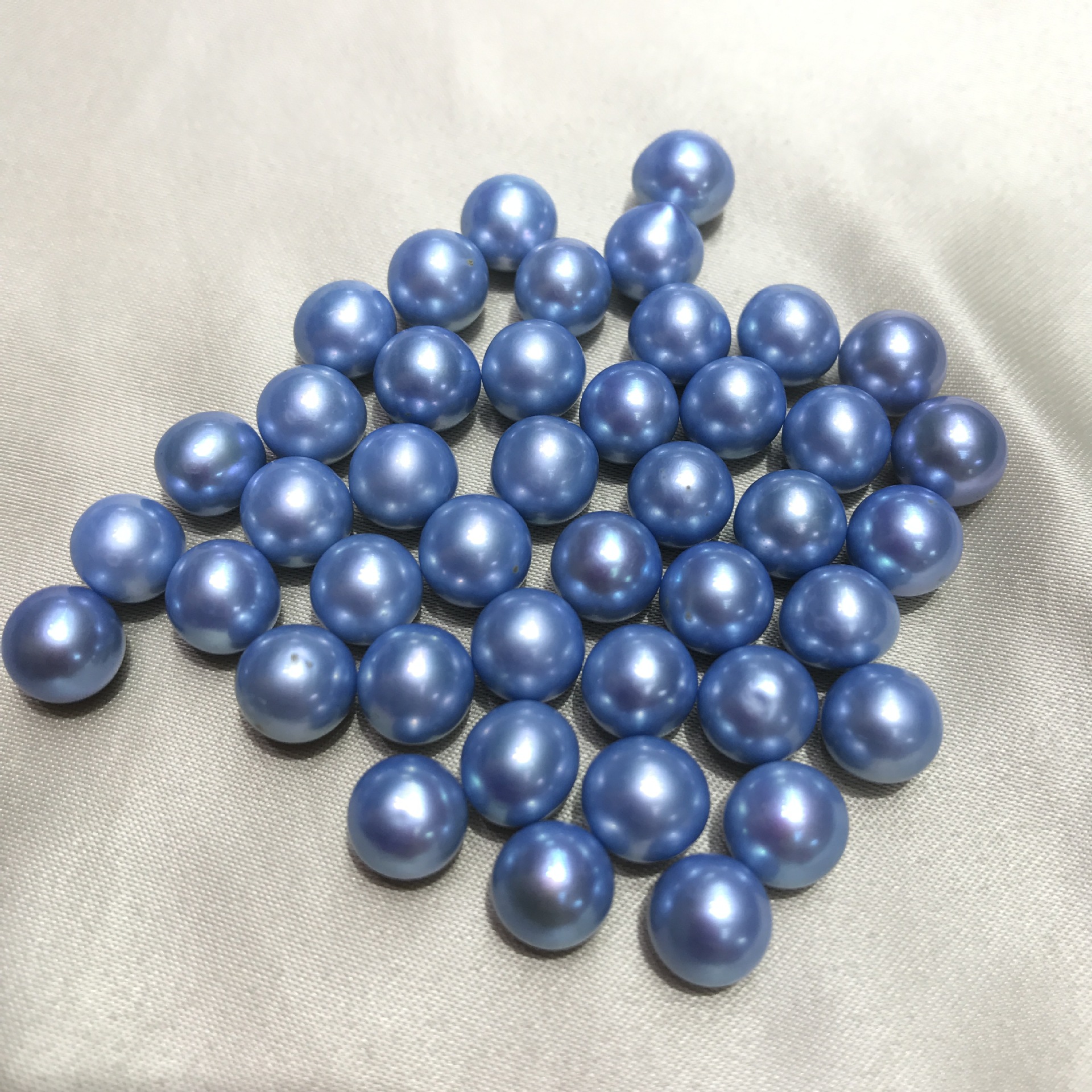 淡水真多麻 天然珍珠裸珠批发 天空蓝珍珠 diy手工材料
