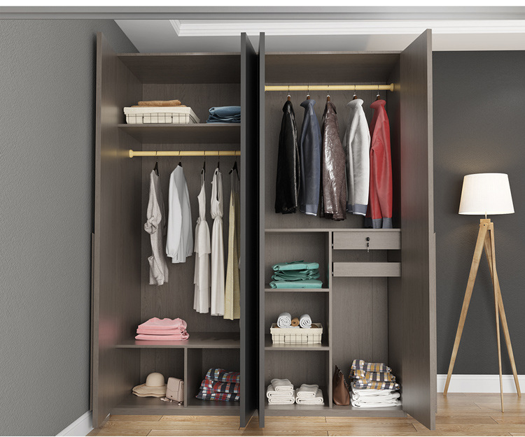 北欧衣柜现代简约实木质四门衣柜主卧室板式经济型组装大衣橱家具