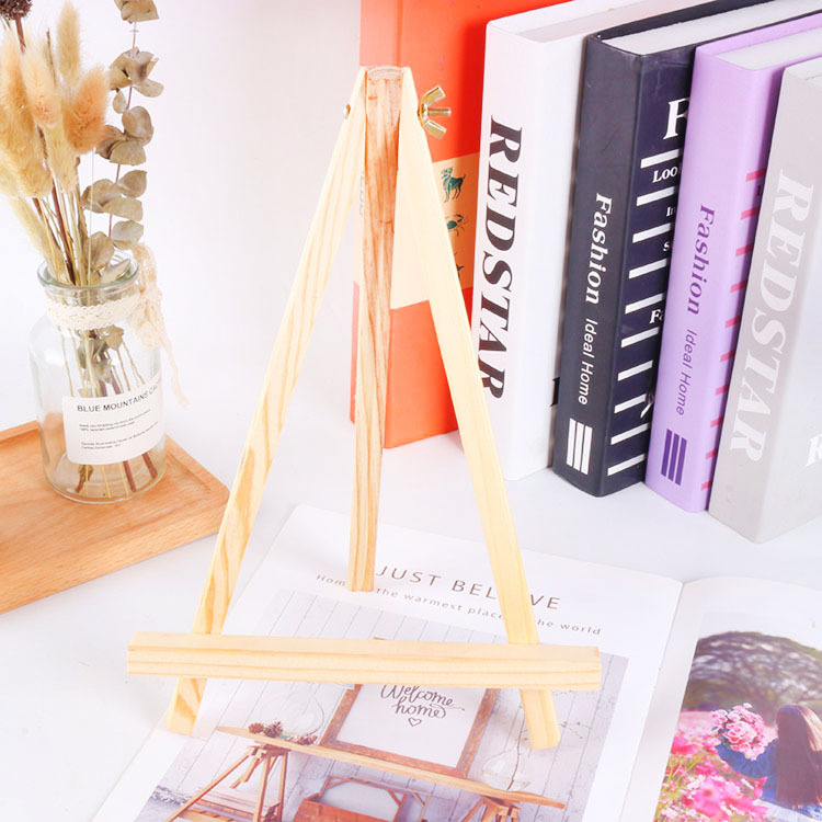 Direct Sales Korean Ornament Mini Solid Wooden Frame Photo Frame Desk Calendar Display Stand Desktop Wooden Small Display Stand Triangle Wooden Easel