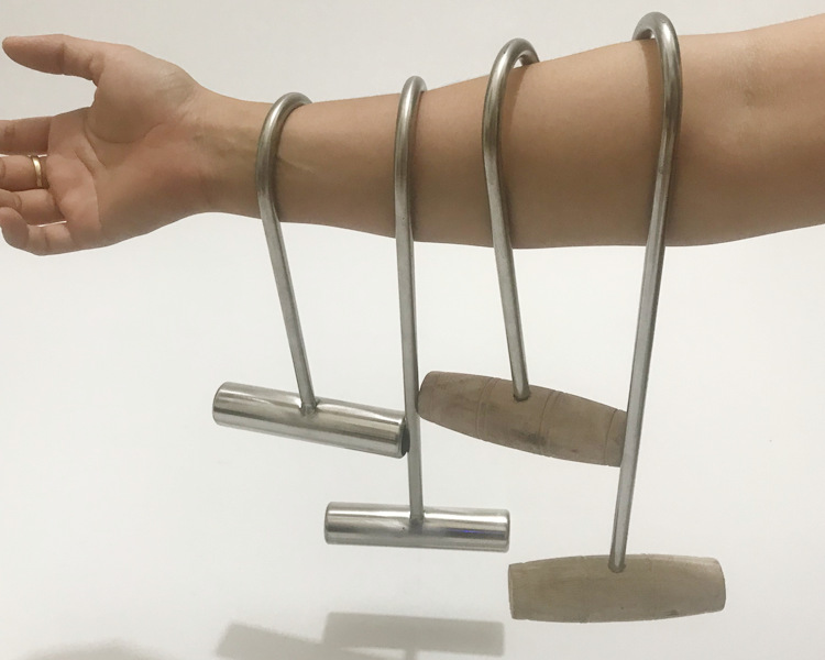 不锈钢屠宰场拖猪丁字钩 手拉木柄丁字肉勾 钢柄烧腊提肉物丁字勾