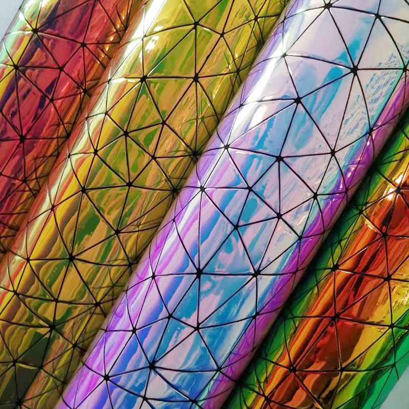 厂家直销pu皮革面料 幻彩三角镭射皮革 箱包手袋鞋类工艺品-阿里巴巴