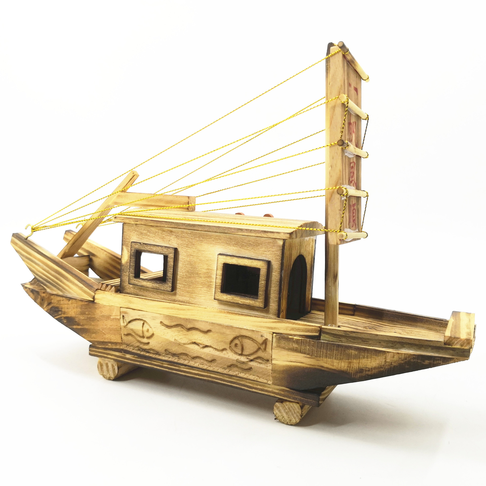 厂家直销仿真木制一帆风顺音乐帆船家居办公室装饰木质工艺品摆件