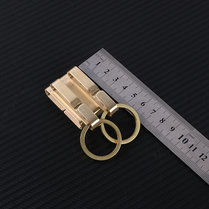 批发手工黄铜无弹簧双排钥匙扣男士钥匙链挂钥匙环穿皮带钥匙扣