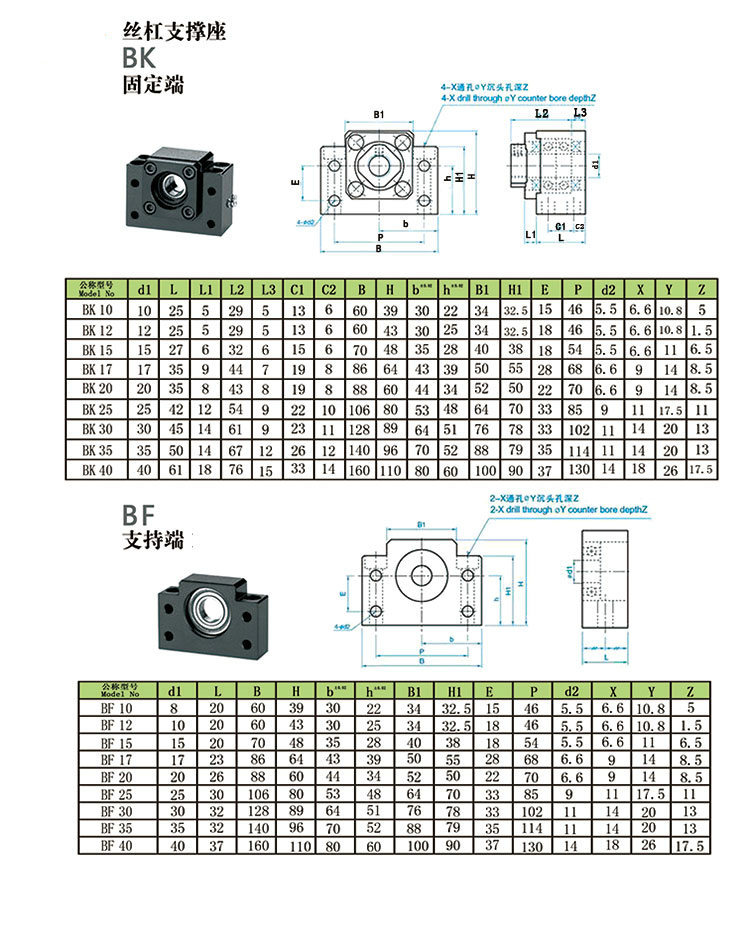 滚珠丝杆支撑座轴承座丝杆固定座支撑座架bkbf