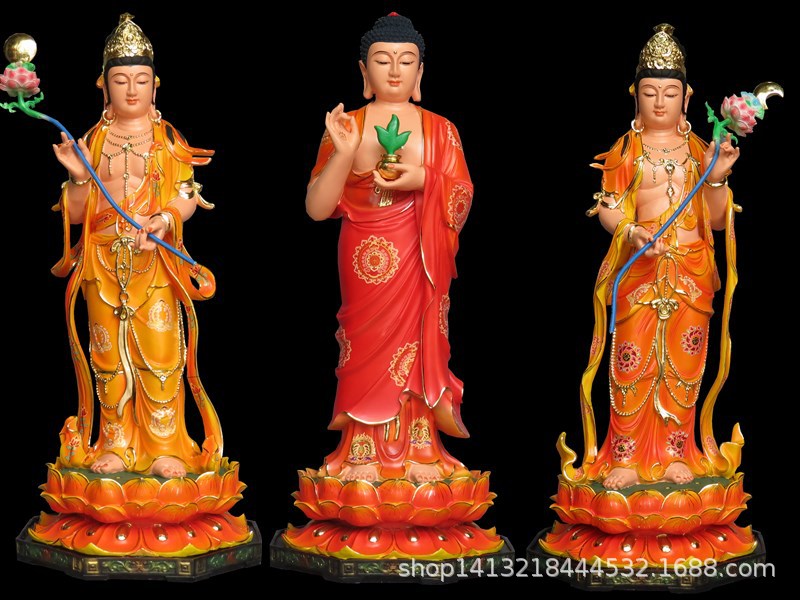 站东方三圣26寸树脂佛像敦煌彩站药师佛日光月光菩萨佛教用品