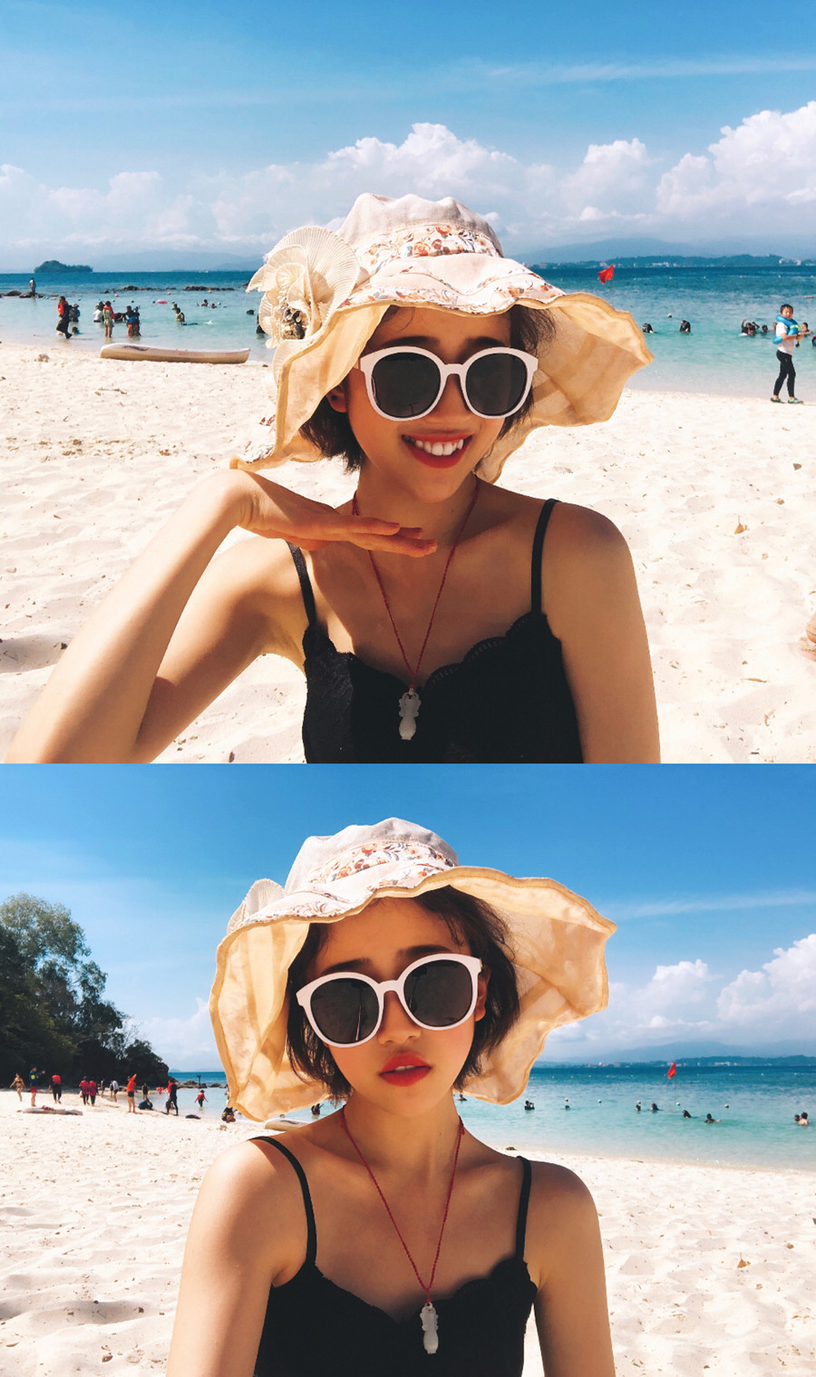 白色框沙滩墨镜女 韩版潮gm19新款太阳镜偏光防紫外线ins网红眼镜