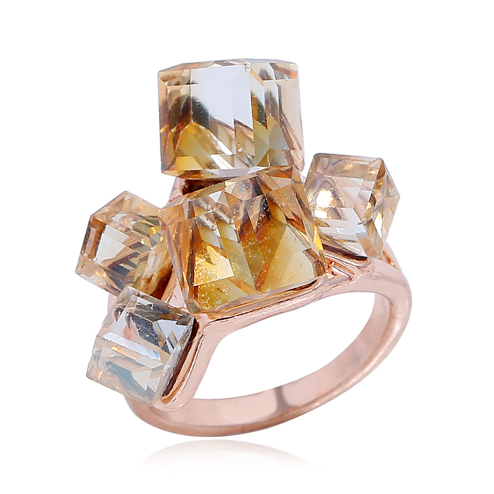 韩版魔幻立体方块首饰手饰镶嵌立方体奥地利紫水晶戒指女食指指环