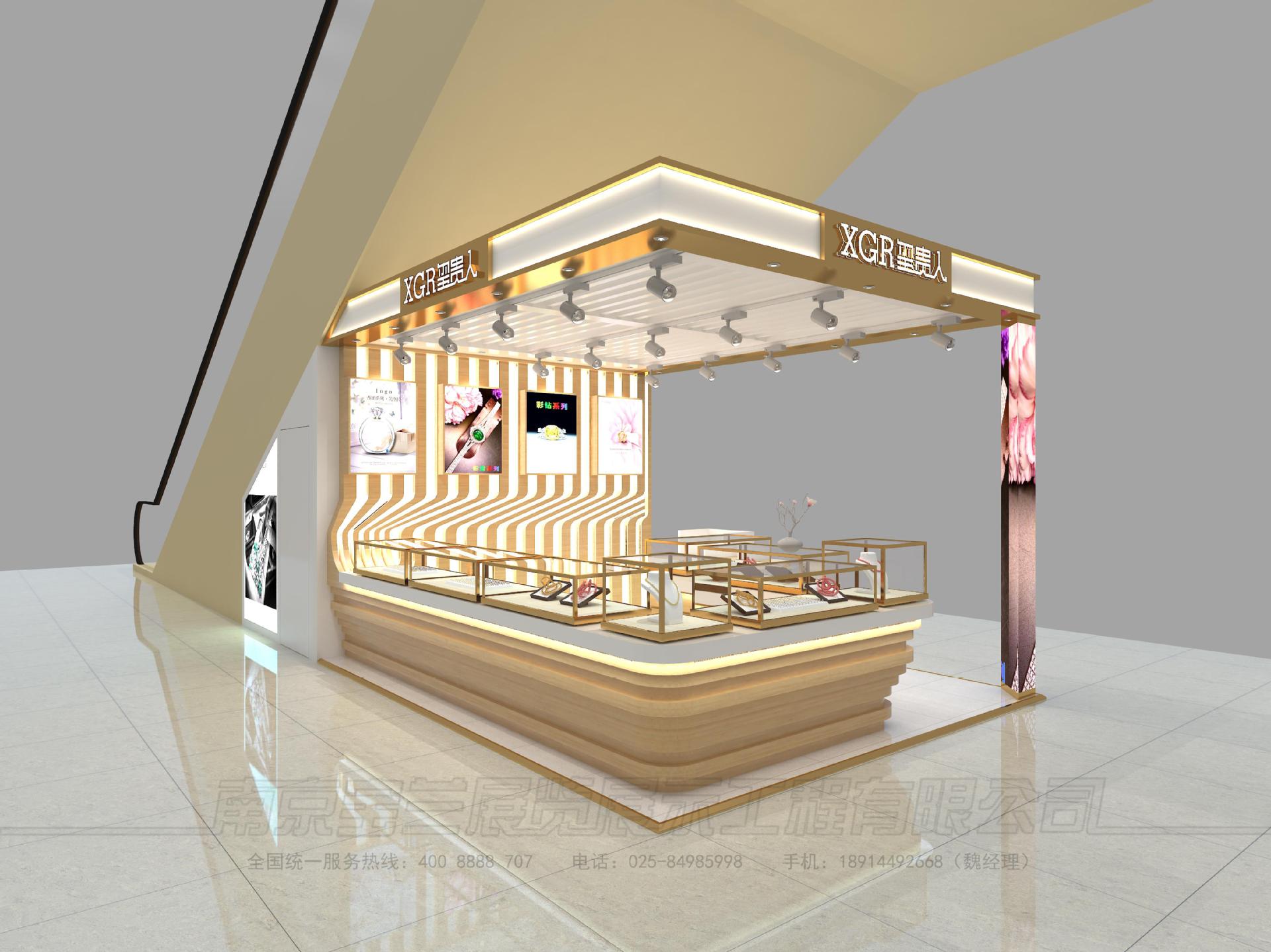 商场万达茂珠宝店设计 翡翠珠宝首饰展示柜 异形中岛柜精品玻璃柜