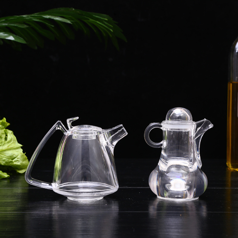 厂家供应酒店高档亚克力油壶 塑料透明油罐防漏酱小油壶醋瓶批发