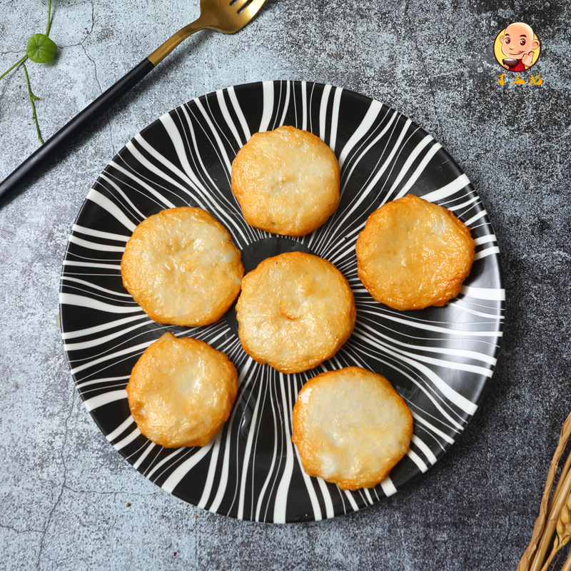 手打墨鱼饼速冻半成品小鱼饼潮汕风味海鲜饼炸鱼饼鱼糕500g一包