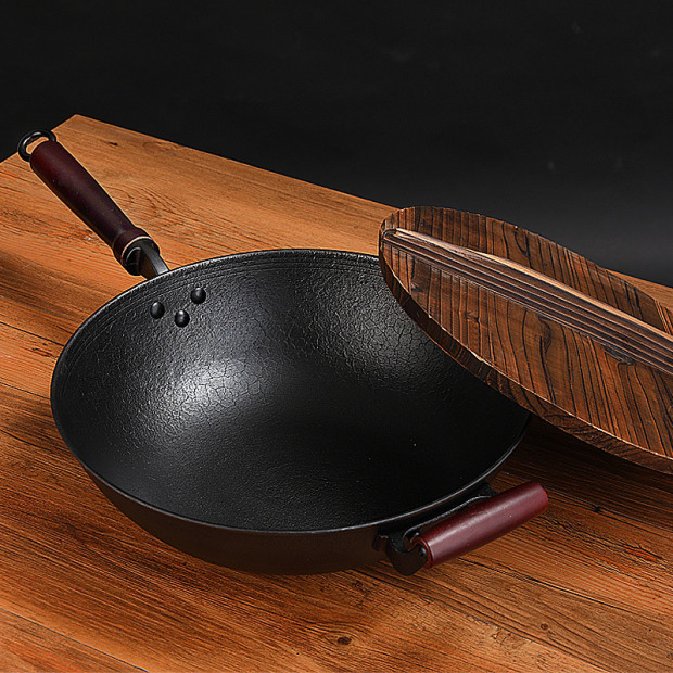 厂家直供 手工铸龟纹锅 古法传承手工泥模铸造 无涂层物理不粘锅