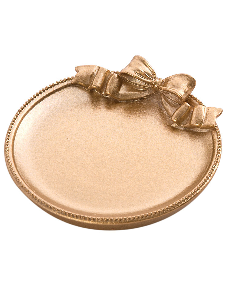 Wholesale Gold and Silver Color Bowknot Resin Tray Small Plate Jewelry Plate Ring Necklace Storage Tray Household Heat Insulation Coaster