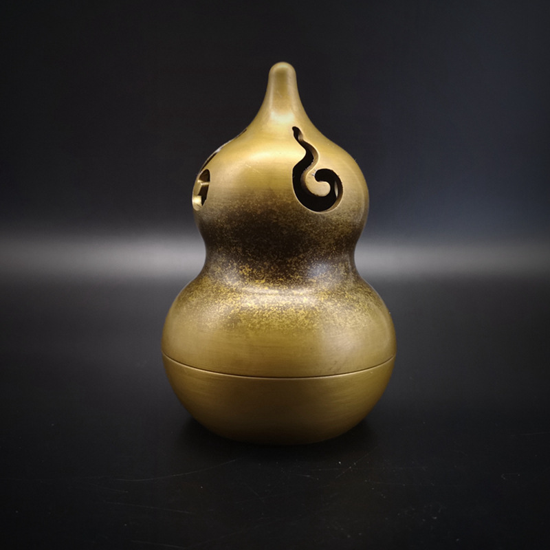 创意黄铜葫芦熏香炉家居禅意仿古中国风饰品摆件做旧包浆精铸批发