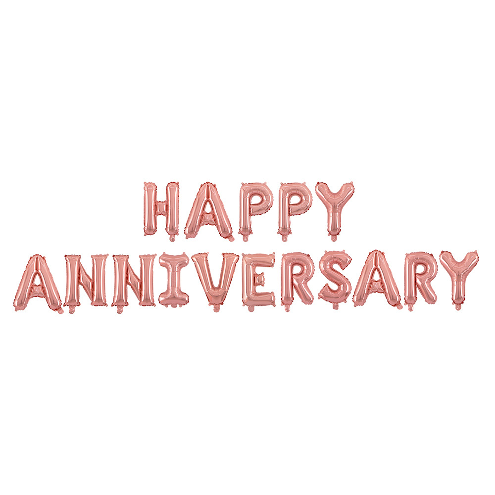 16寸结婚周年纪念日快乐气球套装 happy anniversary铝膜气球套餐